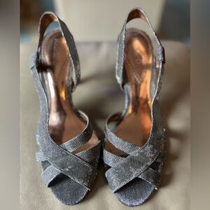 Michelle D Elegant Pewter Strappy Women's Heels